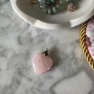 Rose quartz and green tourmaline heart pendant